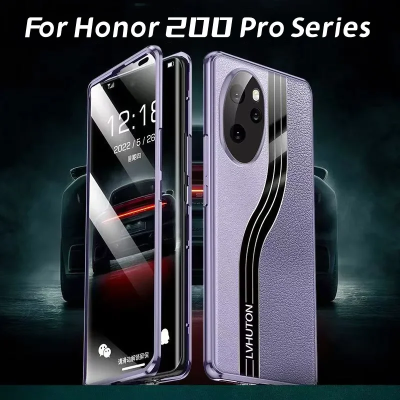 Magnetic Glass Case for Honor 200 Pro 360° Full Protection Protective Back Cover for Honor 200Pro Leather Shockpoof Mobile Shell