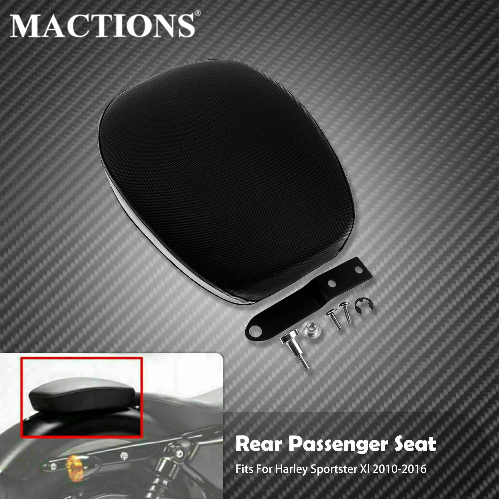 

Motorcycle Rear Passenger Seat Cushion Leather Pillow Solo Seat For Harley Sportster XL1200 Iron 883 48 72 Super Low 2012-2016