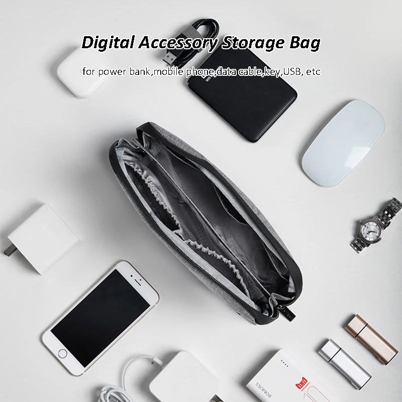 Multifunctional Storage Bag Digital Organizer Pouch Electronic Accessories Storage Bag for Mobile Phone Power Bank Mouse view 3
