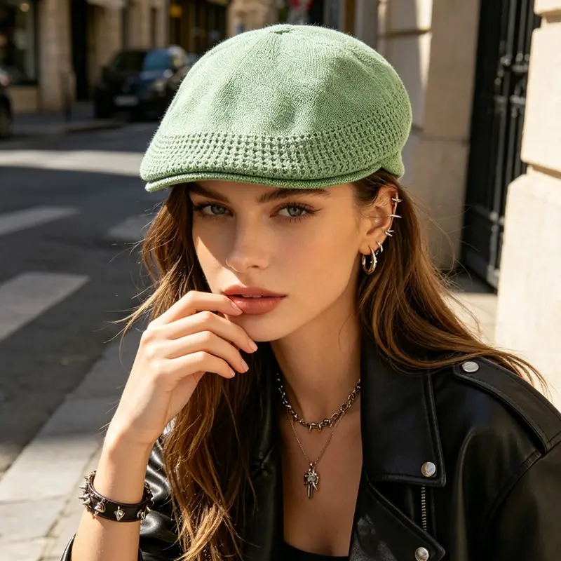 1pc Korean Style Y2k Retro Ivy Beret Hat for Men Women Painter Caps French Artist Mesh Breathable Beret Caps for Women Girls