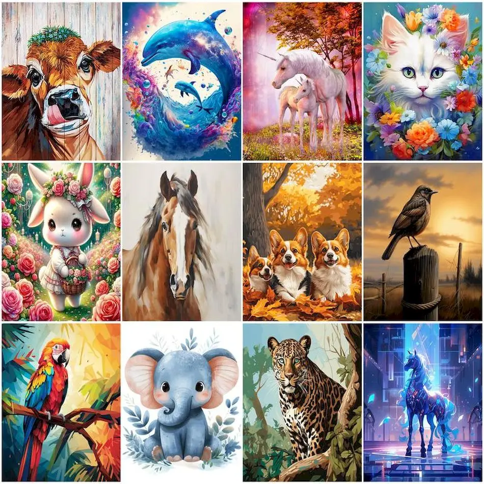 

RUOPOTY Diy Painting By Numbers Animals Drawing On Canvas Oil Watercolor Digital Framed Wall Art Modern Wall Decoration For Home
