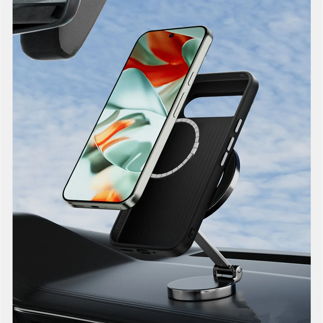 Matte Magsafe Great Wall Deer Grain Soft TPU Frame Case for Google Pixel 9 Pro XL Sunset Soldier Magnetic PC Armor Back Cover