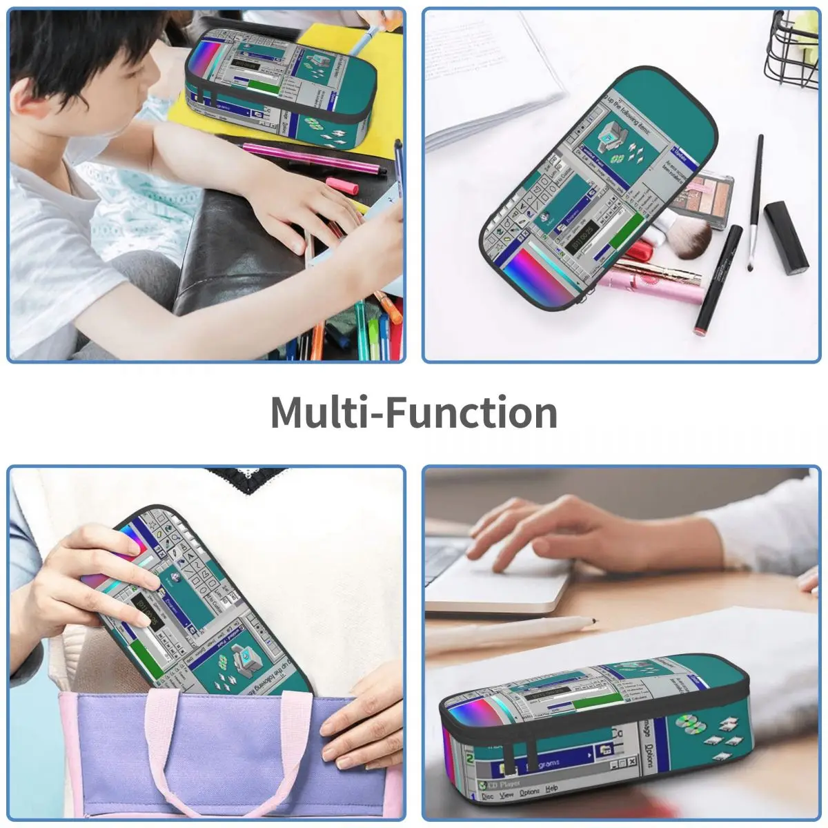Windows 95 Collage Pencil Case for Studen Gifts Pen Box Pencil Bag Stationery Supplies Pen Holder Bag