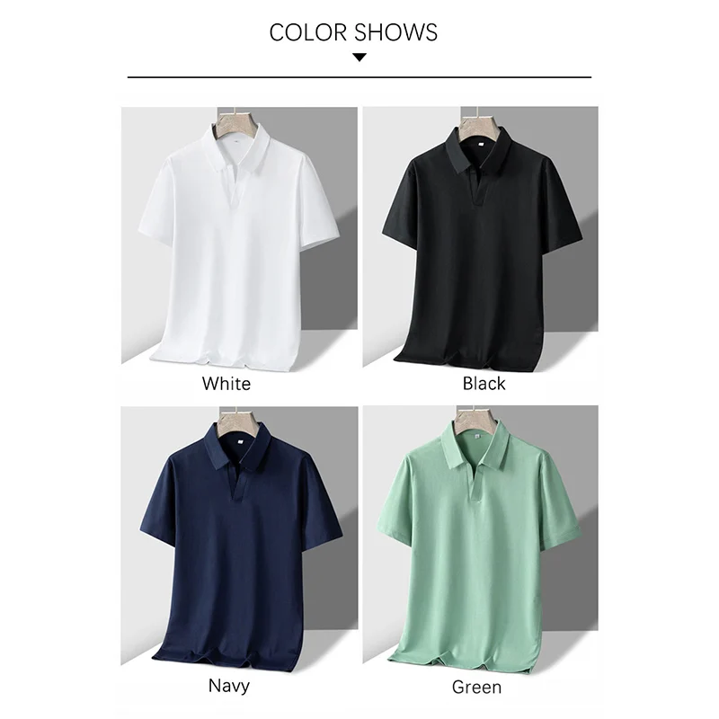 TFETTERS 2024 Summer Tops Polo Shirt for Men PIQUE Material Solid Color Short Sleeve Turn Down Collar Cheap Stuff Tee Tshirt Man