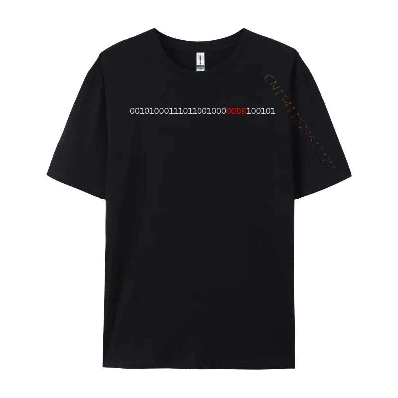 Red Binary C O D E Computer Programmer 2024 Mens Tshirts Cotton Fabric Street Tops Tees T-Shirt Top Quality