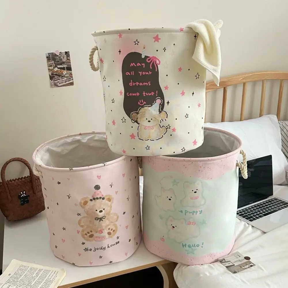 Cute Foldable Laundry Hamper Cartoon with Handle Clutter Baskets Space-Saving Toys Storage Basket Closet view 4