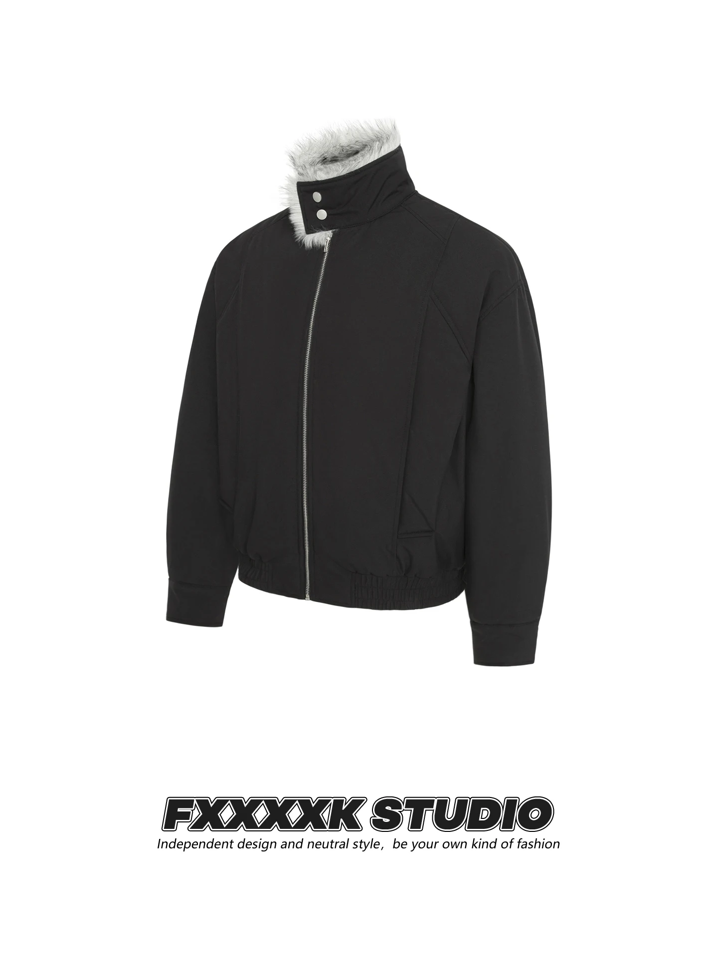 Chaqueta de Algodón para Hombre FXK Original American Retro Wolf King, Cuello Alto con Plumas de Águila de Montaña, Forro de Felpa