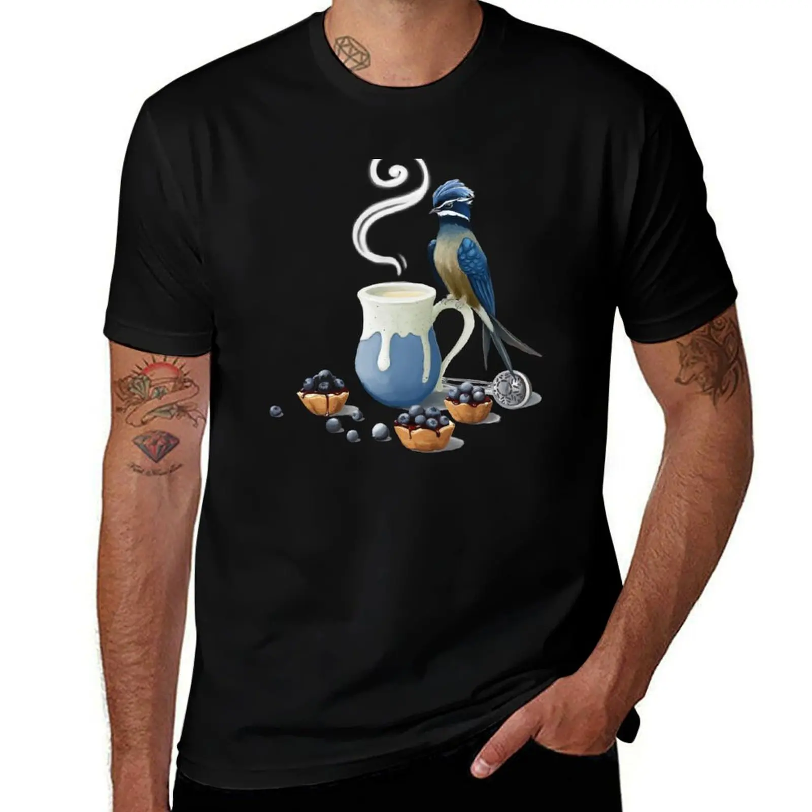 

White tea, blueberry tarts, and a treeswift T-Shirt man t shirts for men man t shirt graphic T-Shirt
