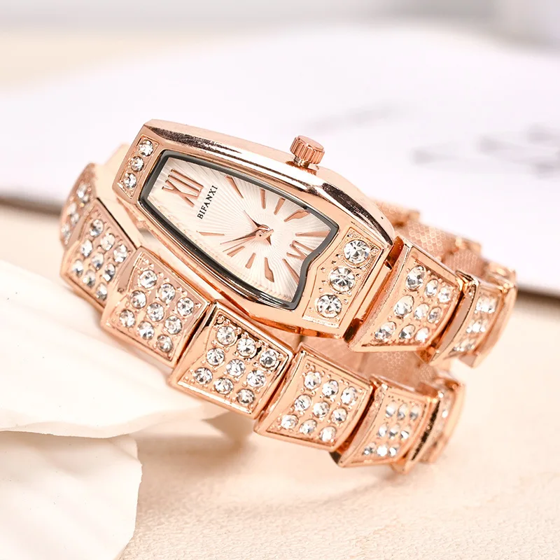 Snake Bracelet Watches for Women Elegant Wrap Around Bangle Wristwatch Fashion Jewelry Style Quartz Watch Cuff Watch for Gift