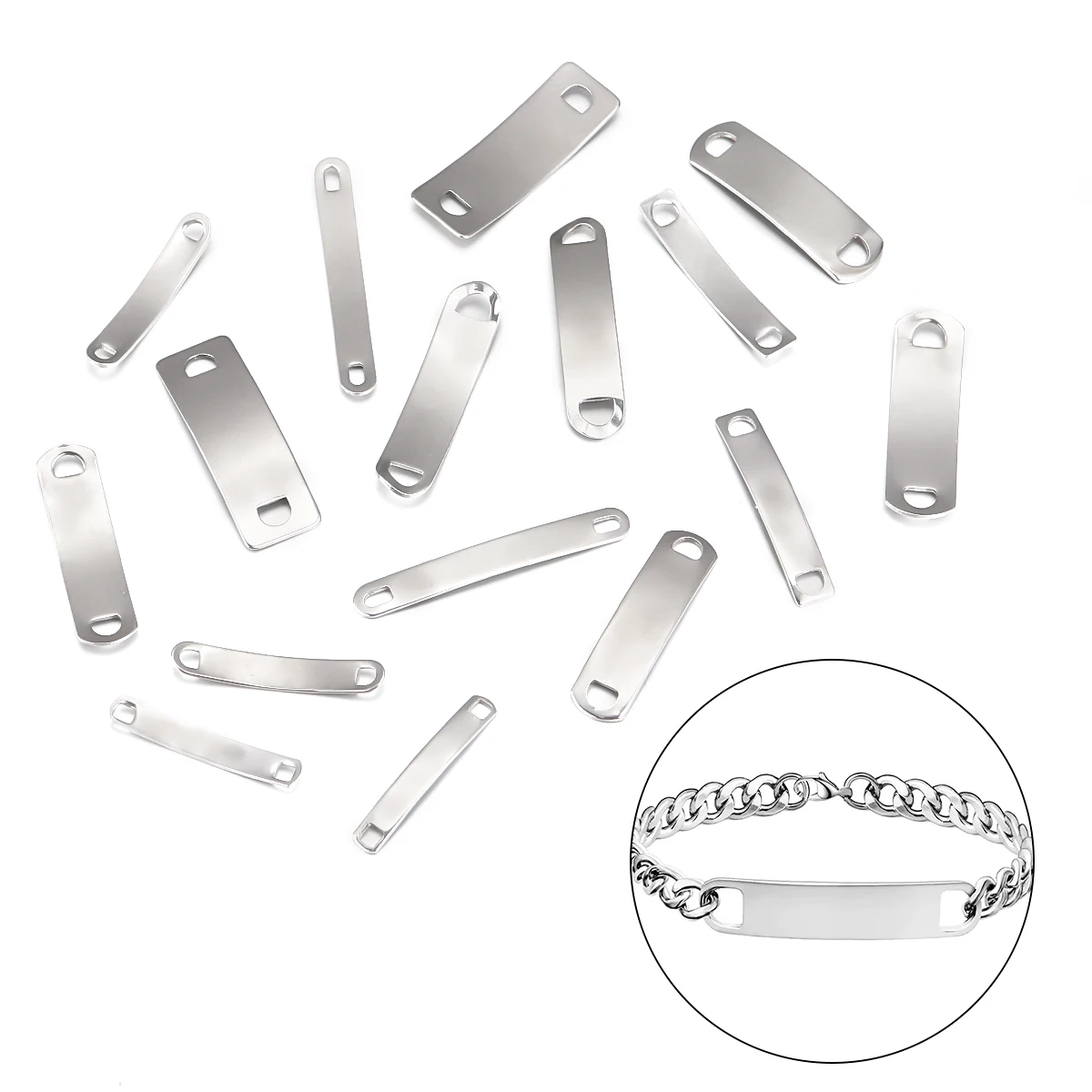 10 Stück/Set Edelstahl-Verbindungsverschlüsse Blanko-Platten Handpräge-Etiketten für Halsketten Armbänder Schmuckherstellung Großhandel – Detail 2