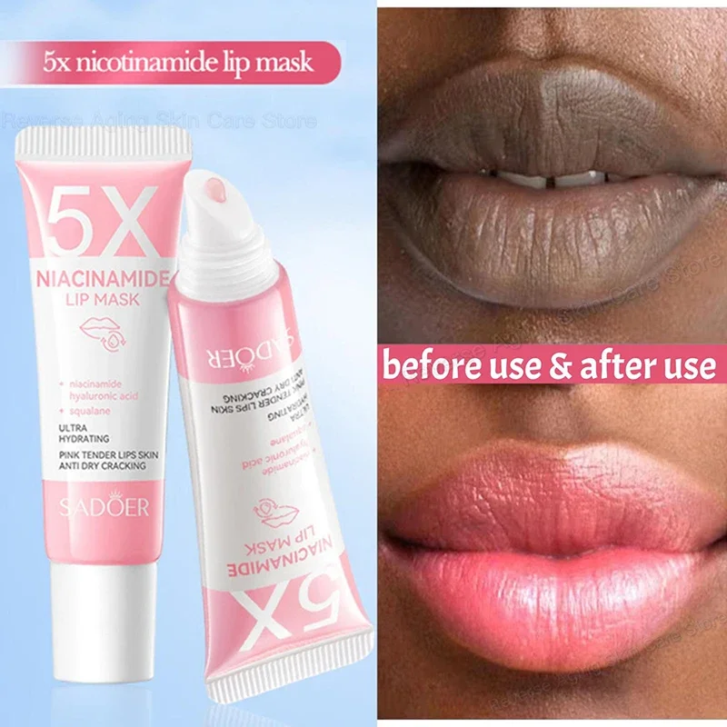 5x Nicotinamid-Lippenbalsam zur Entfernung dunkler Lippen, Anti-Rissbildung, Glanzpuder, Lippenmaske, Peeling, feuchtigkeitsspendender Lippenstift, reduziert Lippenlinien ﻿