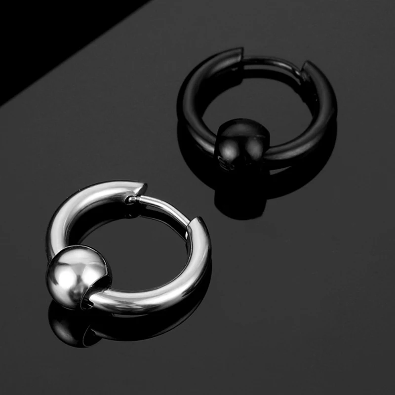 Steel Ball Earrings Stainless Steel Ear Hoops for Men and Women