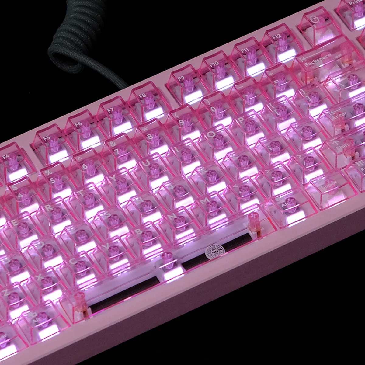 114 Sleutel Roze Transparante Keycap Pc Materiaal Overdracht Drukproces Kersenprofiel Geschikt Voor Mechanisch Toetsenbord 키캡