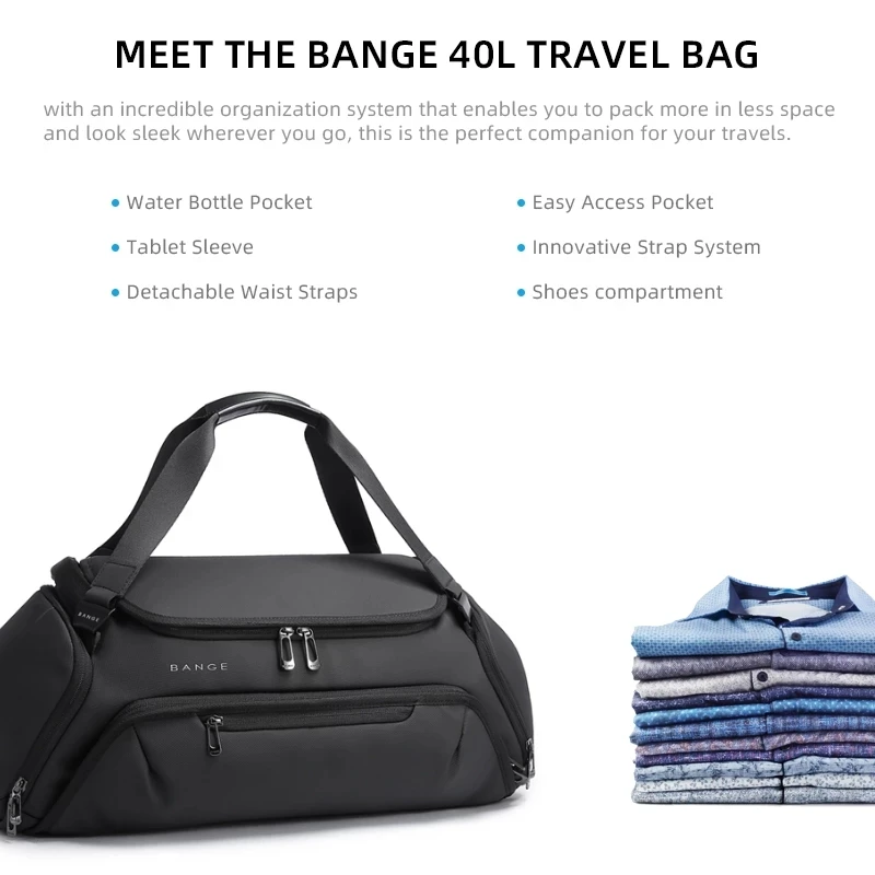 BANGE New Big Gym Bags For Men Waterproof and Moistureproof Dry and Wet Separation Travel suitcases Woman Travel Bag