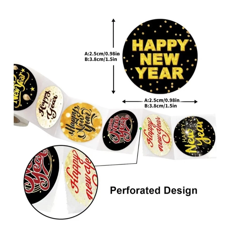 piezas pegatinas Feliz Año Nuevo, etiquetas para envolver Navidad, etiquetas autoadhesivas para tarjetas Navidad,