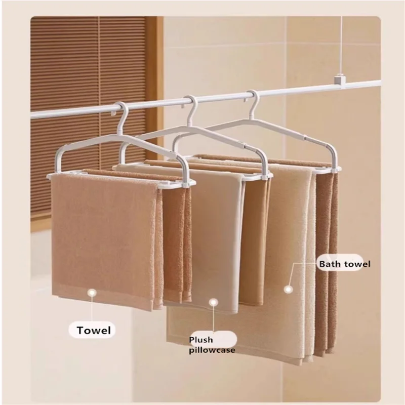Stretchable large-sized clothes drying rack, suitable for drying towels, bath towels and pillowcases, 3D ventilation drying stan