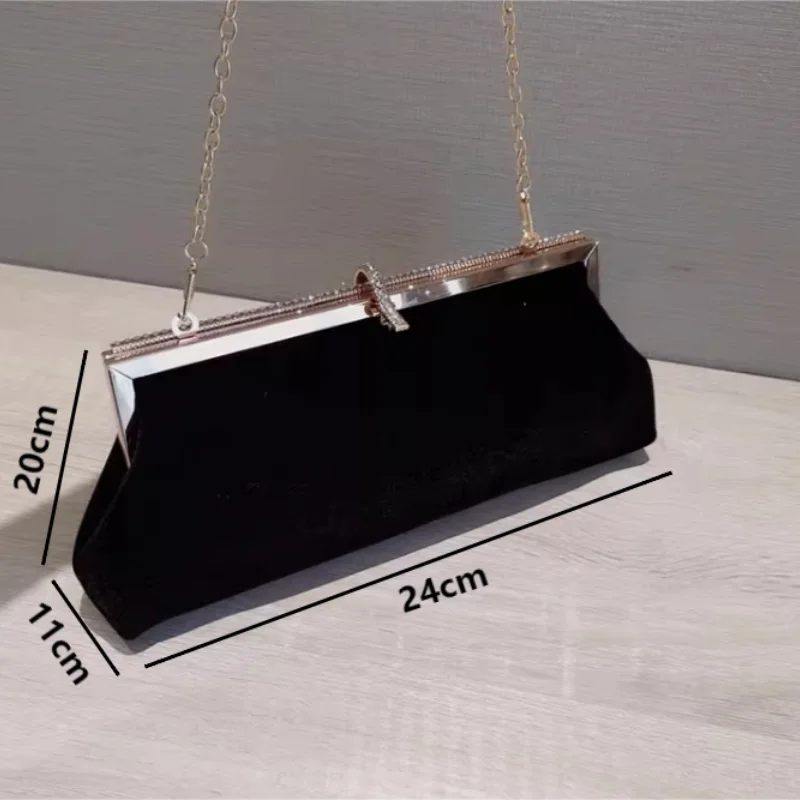 High-end Women Velvet Evening Bag New Fashion Fish Hook Lock Clutch Purses Female Handbags Chain Shoulder Bags for Wedding Party