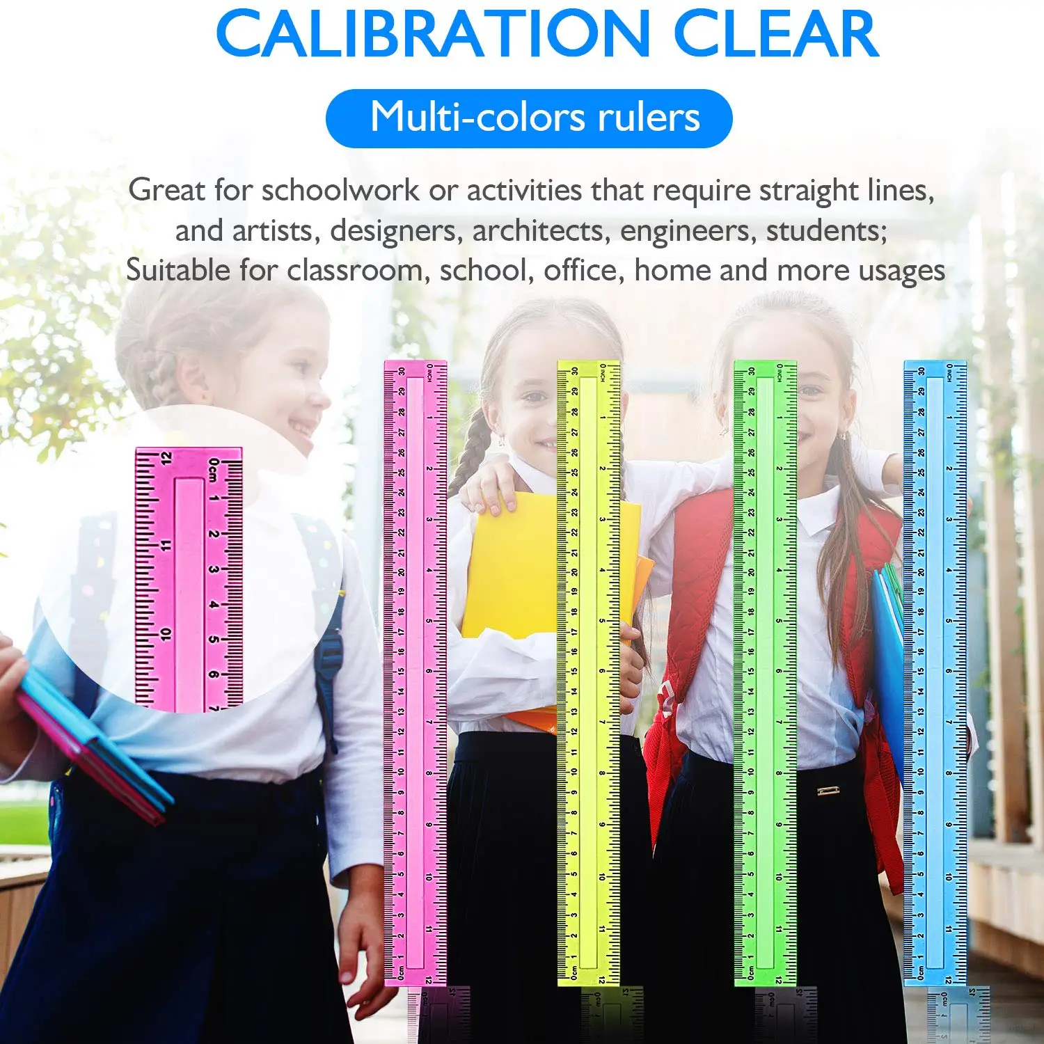 4Pc Kleur Clear Plastic Heerser 30Cm Standaard/Metric Ruler Ruler Meten Creatieve Student School Kantoorbenodigdheden levert