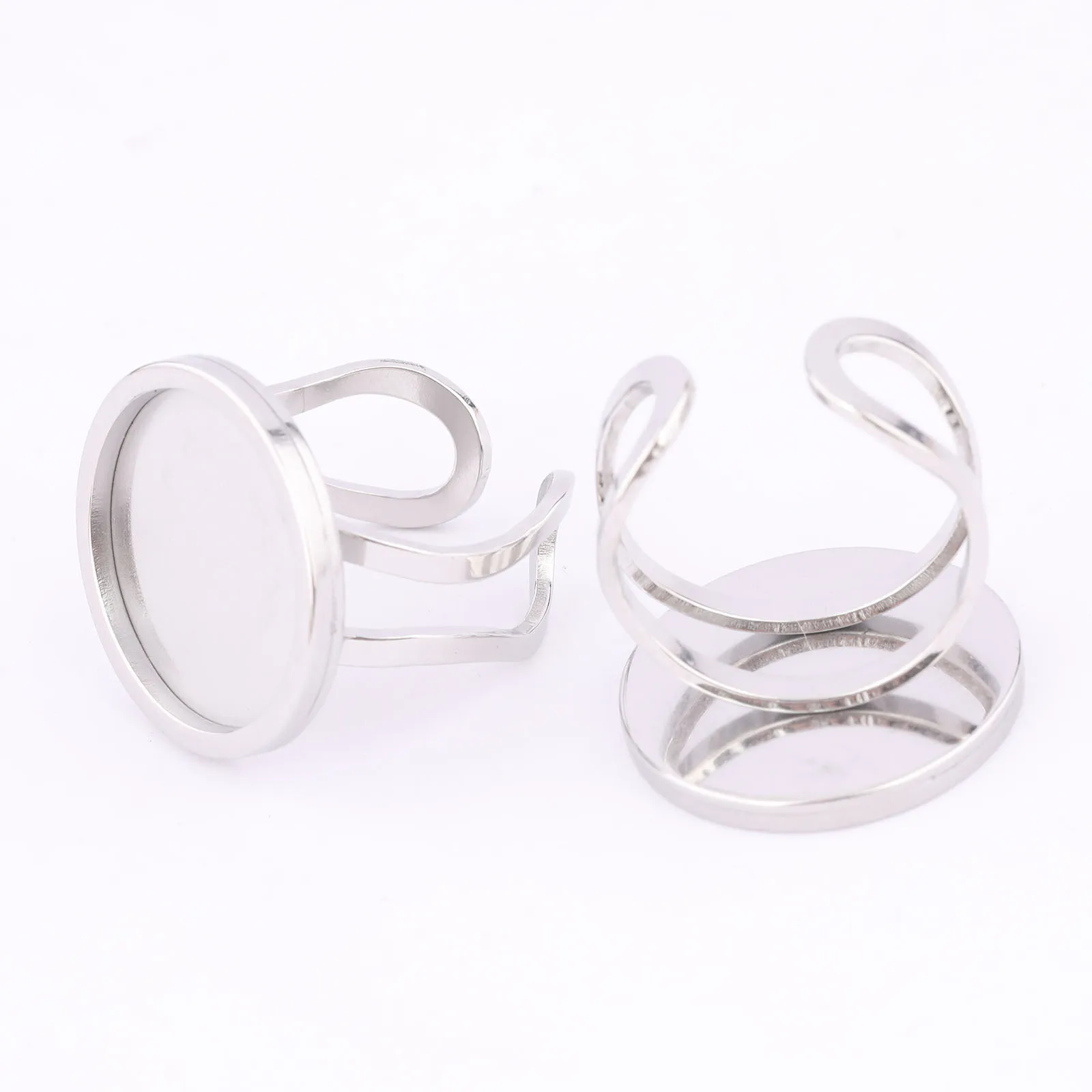5pcs 18mm Round Cabochon Ring Bezel Setting Blanks Stainless Steel Gold Plated Fingerring Base For Jewelry Making Kit Supplies