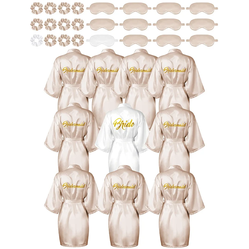 5-18 Stuks Bruiloft Team Bruid Bruidsmeisje Gewaad Kamerjas Satijnen Kimono Badjas Voor Vrouwen Bruids Douche Vrijgezellenfeest