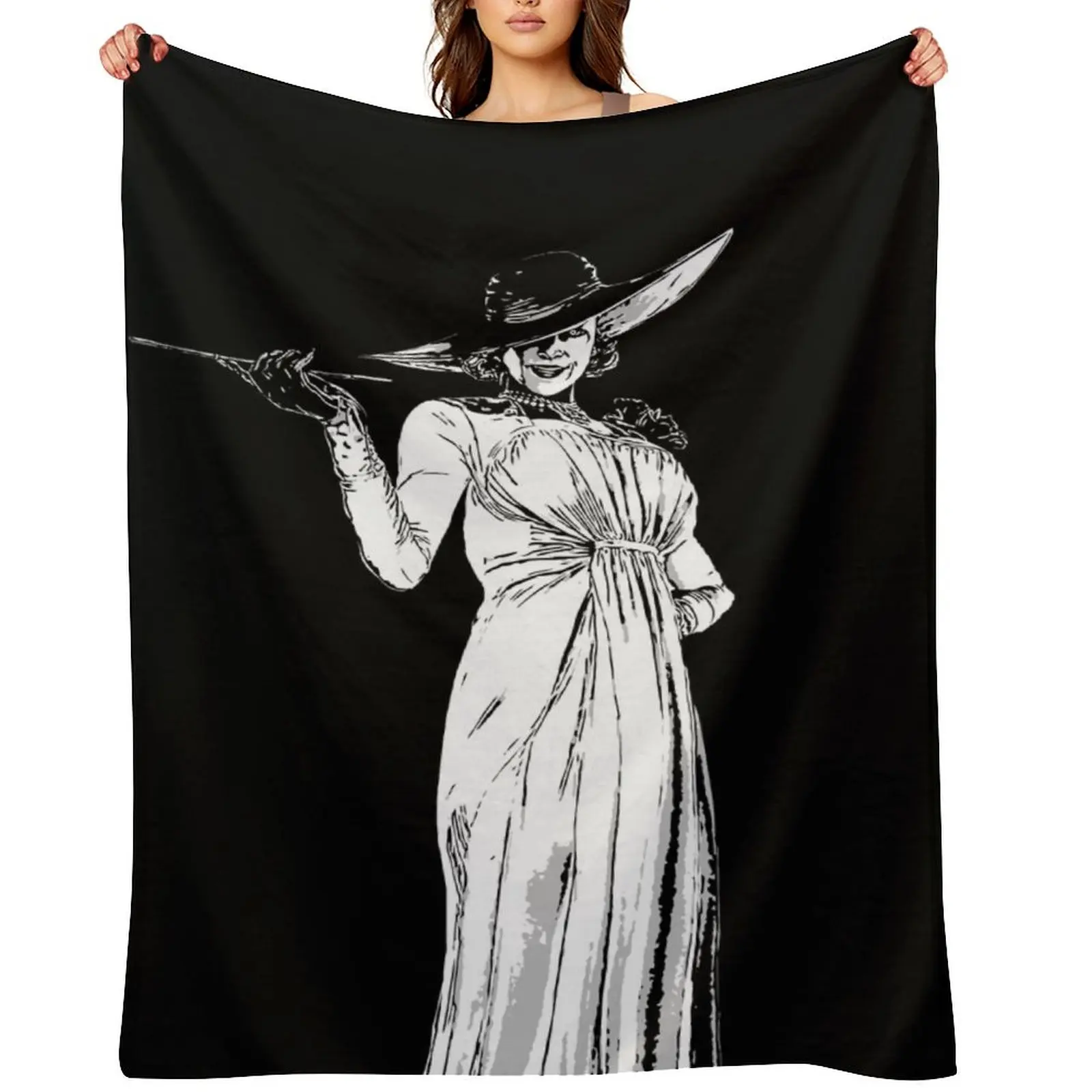 

Lady Dimitrescu - Village *Black* Throw Blanket Beautifuls Furrys sofa bed Sofa Throw Blankets