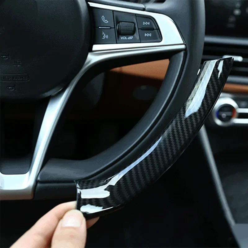 Factory shop for Alfa Romeo Giulia carbon fiber pattern steering wheel decoration sequined interior modification accessories