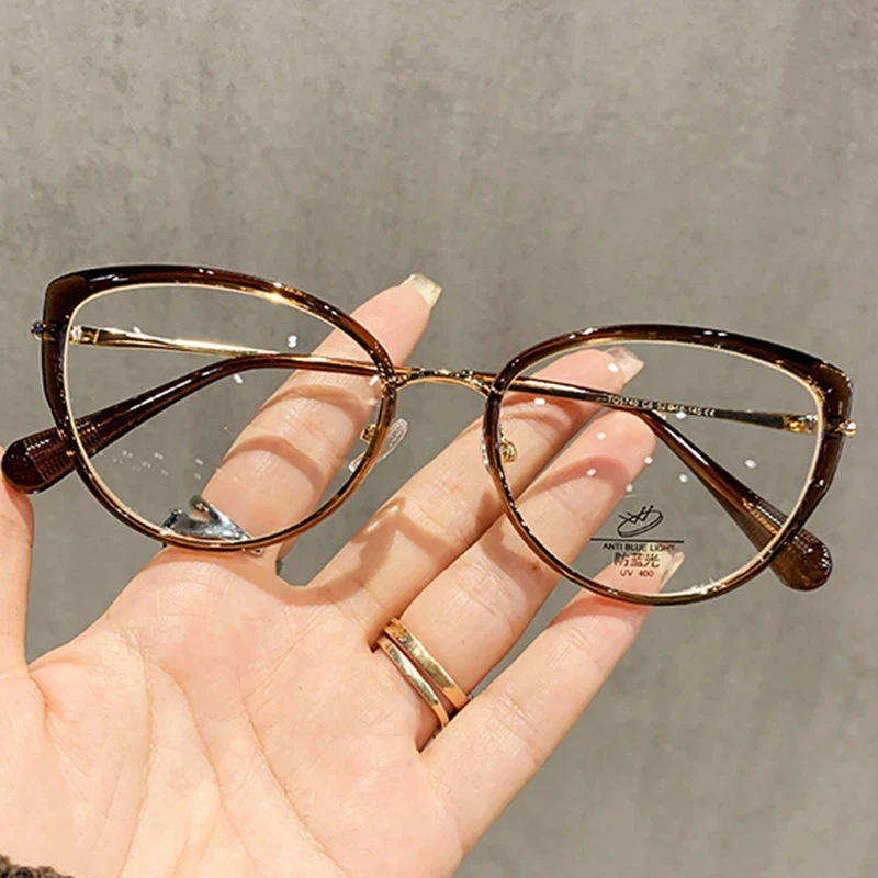 

New Women Cat Eye Anti Blue Light Readinig Glasses Magnifier Europe America Fashion Hyperopia Spectacles Custom Prescription