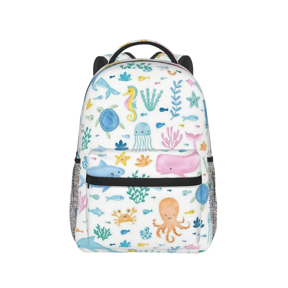 Vibrant Colour Ocean Creature Backpack Hot Sale Daypack Large Capacity Children BookBag School Bag Shoulder Bags for Men Women