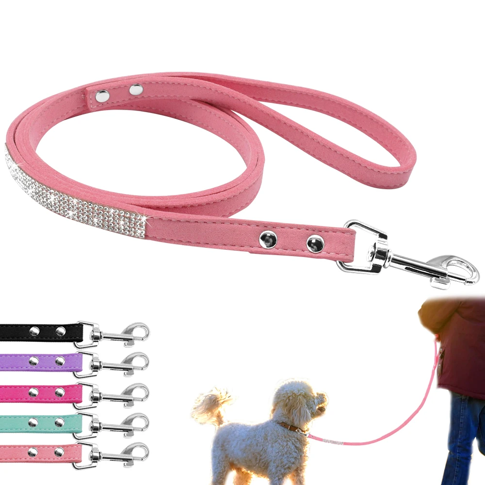 Bling Rhinestone Dog Cat Collars Leather Pet Puppy Kitten Collar Walk Leash Lead For Small Medium Dogs Cats Chihuahua Pug Yorkie