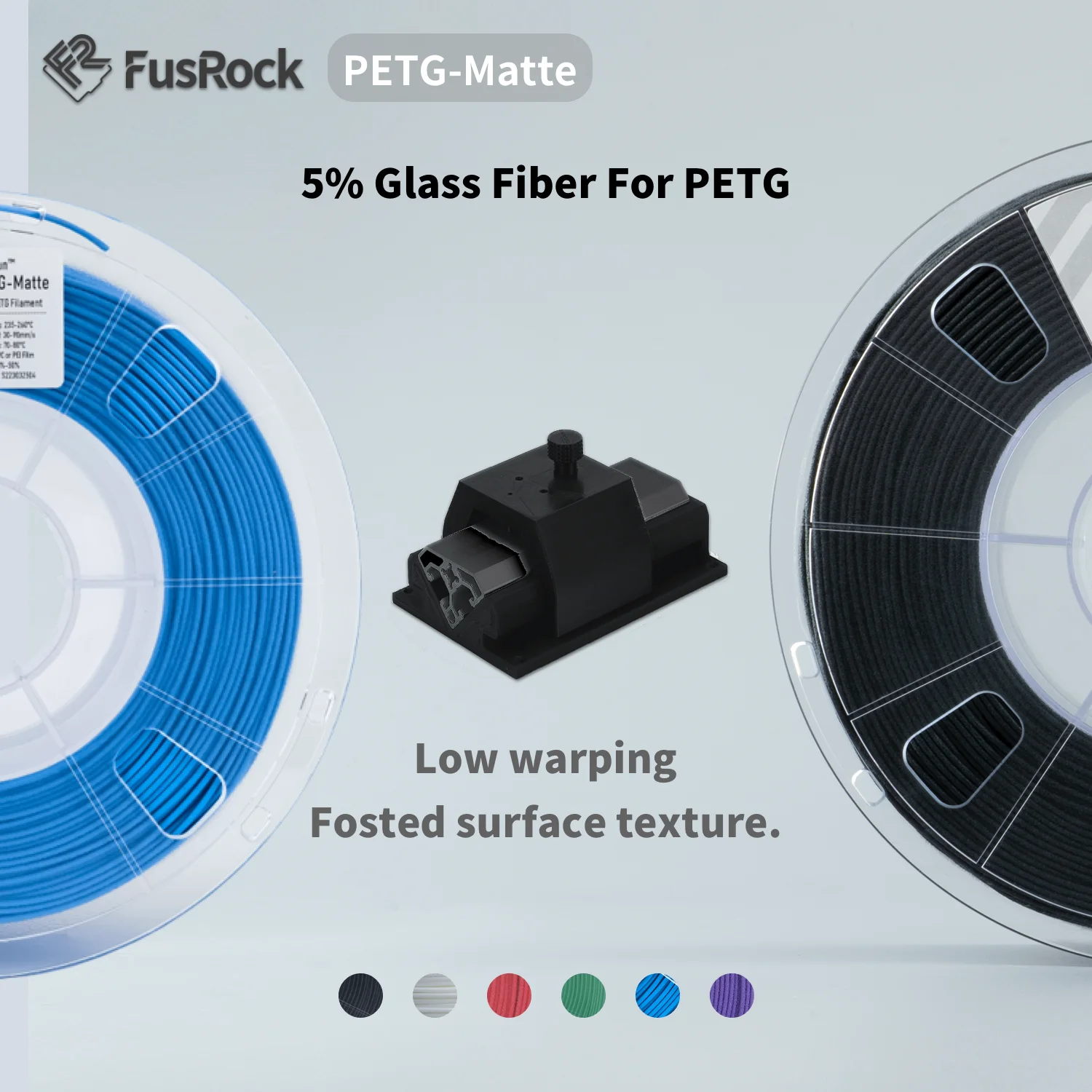 

FUSROCK PETG-Matte 3D Printer Filament 5% Glass Fiber For PETG 1.75mm, Fit Most FDM 3D Printers Frosted,Frosted Texture