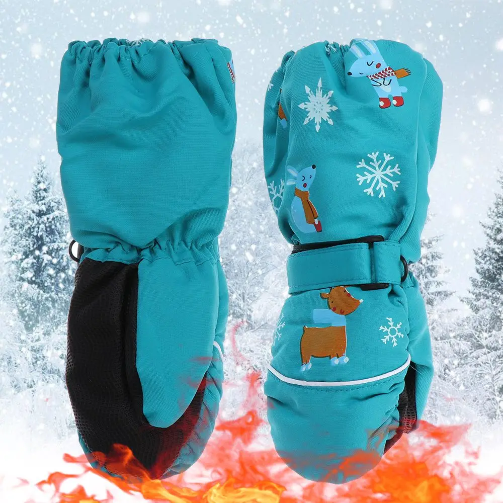 Winter Kids Boys Girls Deer Rabbit Non-slip Waterproof Children Ski Gloves Windproof Long-sleeved Mittens Thick Warm