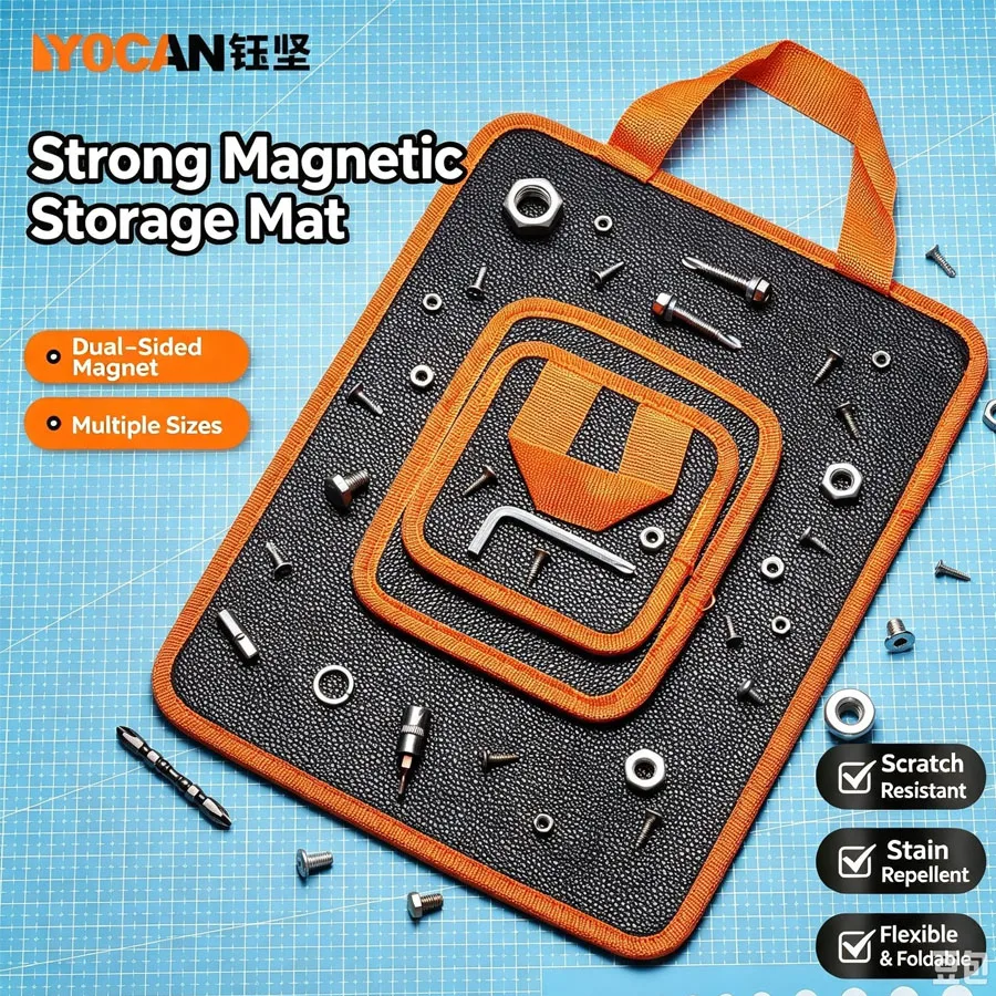 3‑Piece Set Of Strong Magnetic Tool Storage Pad, Double‑Sided Portable Reinforced Wrap‑Edge Tool Work Mat