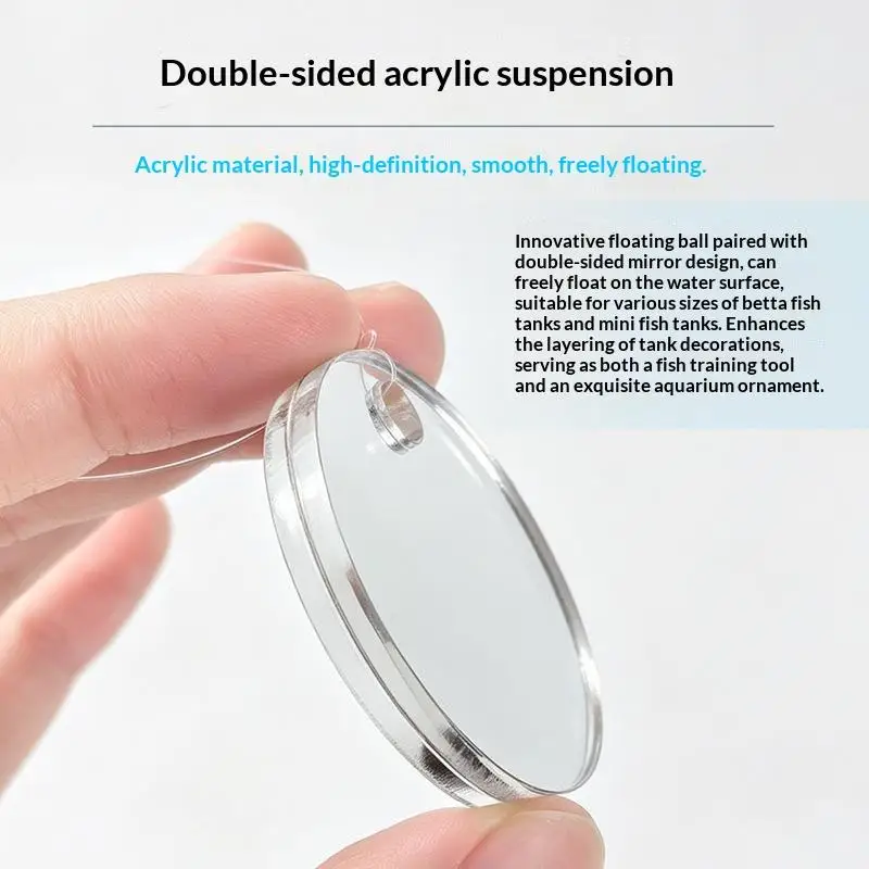 Betta Fish Floating Double Sided Mirror Smooth Edge Strong Suction Cup For Betta Training Aquarium Fish Tank Decoration