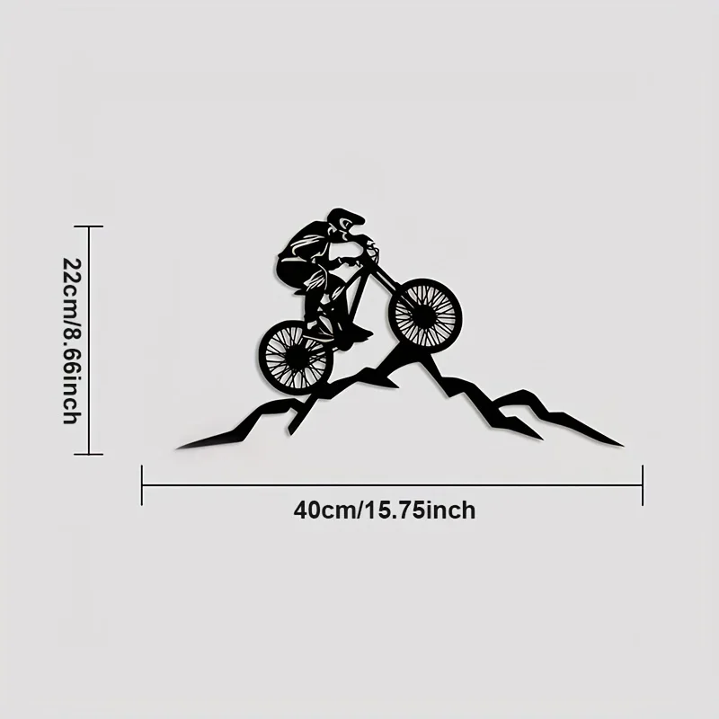 HelloYoung Mountain Biker Metal Wall Art, Fade Resistant And Rust Free Aluminum Composite Wall Decor Iron Art，Wall Decoration