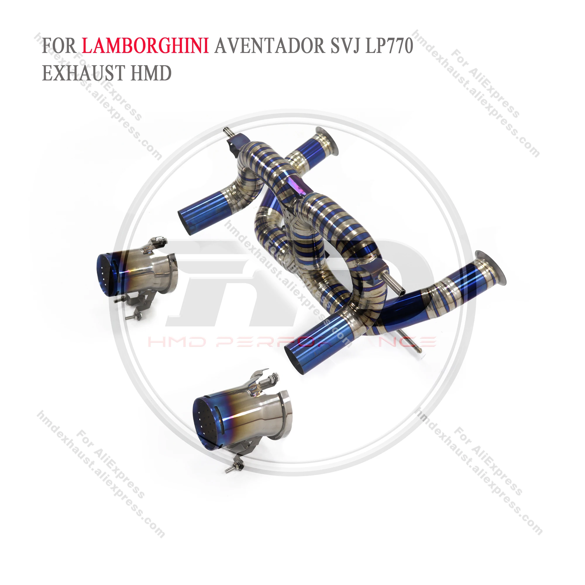 HMD Titanium Exhaust System Performance Catback for  Lamborghini Aventador SVJ  LP770 Without Valve With Ti Dual Tips