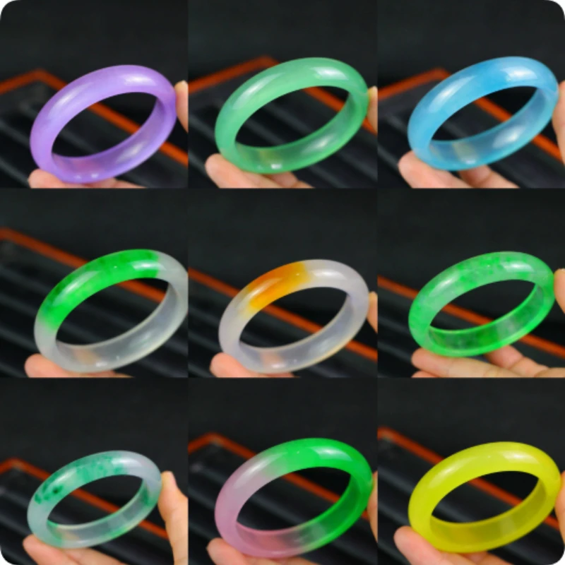 

Элитный браслет из фиолетового нефрита с цветочным узором, имитирующим лед, роскошное модное ювелирное украшение, изысканный, элегантный, популярный, с очаровательными подвесками