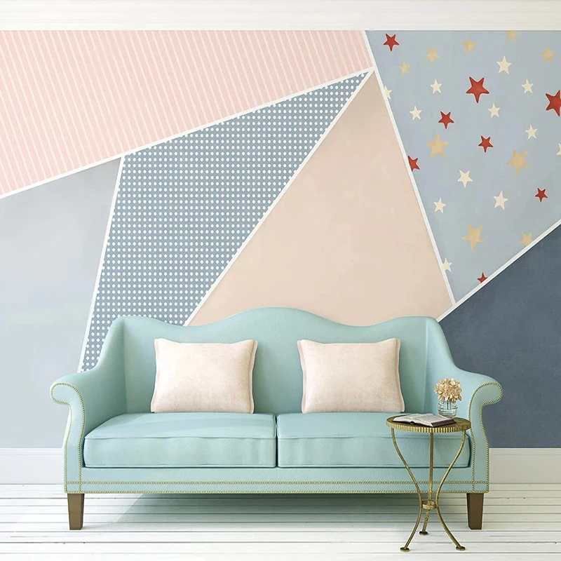 

Custom Mural Wallpaper Modern 3D Cartoon Geometric Stars Living Room TV Sofa Background Wall Decoration Painting 3D Wall Papers