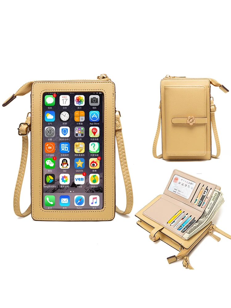 Single shoulder crossbody bag 2024 spring/summer new mobile phone bag Korean version PU vertical multi-card buckle folding zippe