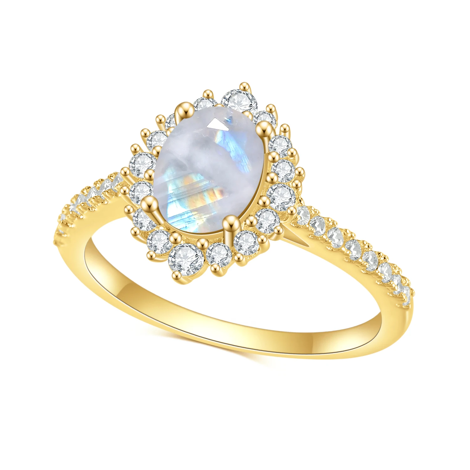 

Женские кольца Gem's Beauty из желтого золота 14 карат, стерлинговое серебро 925 пробы, кольца с лунным камнем AAAA, обручальное предложение, обручальное кольцо