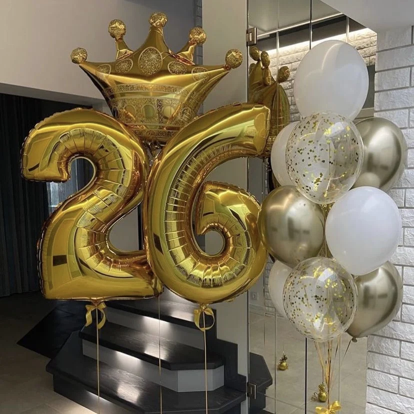 32inch Number Balloon Set Silver Heart Foil Balloons For Ceremony Party 10-50 Years Old Child Adult Birthday Party Decoration