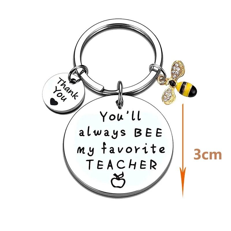 Teacher Gifts Ideas Key Chain Fashion Teachers Day Prezent for Female from Students Cartoon Flower Heart Stainless Steel Pendant