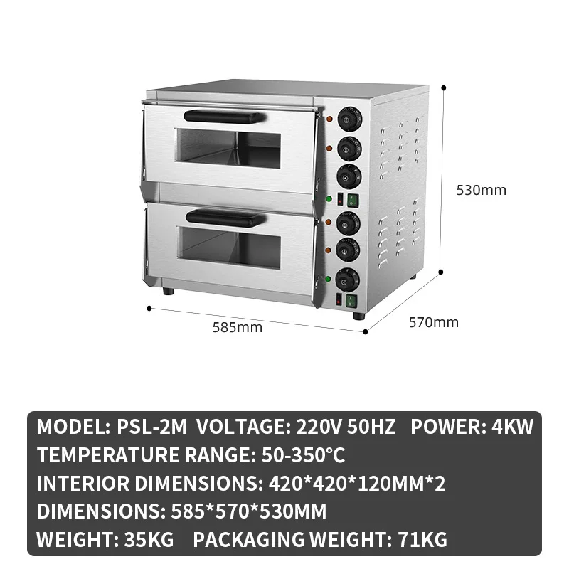Double-Deck Electric Oven, Multifunctional Cake and Pizza Oven, Built-in Cordierite Stone Plate, Independent Tempera(Customized)