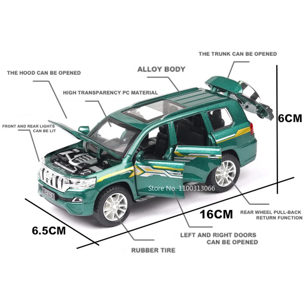 1/32 Maßstab Prado Legierung Modelle Autos Druckguss Spielzeug Rad zurückziehen Geländewagen mit leichter Musik Offroad-Fahrzeug Kinder Festival Geschenk