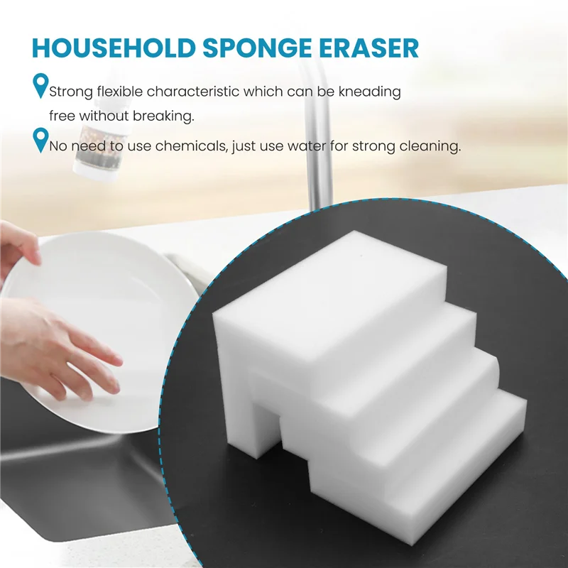 Magic Cleaning Sponges Eraser, Household Sponge Eraser Cleaner Foam Cleaning for Kitchen, Furniture, Car, Leathe (50 Pack)