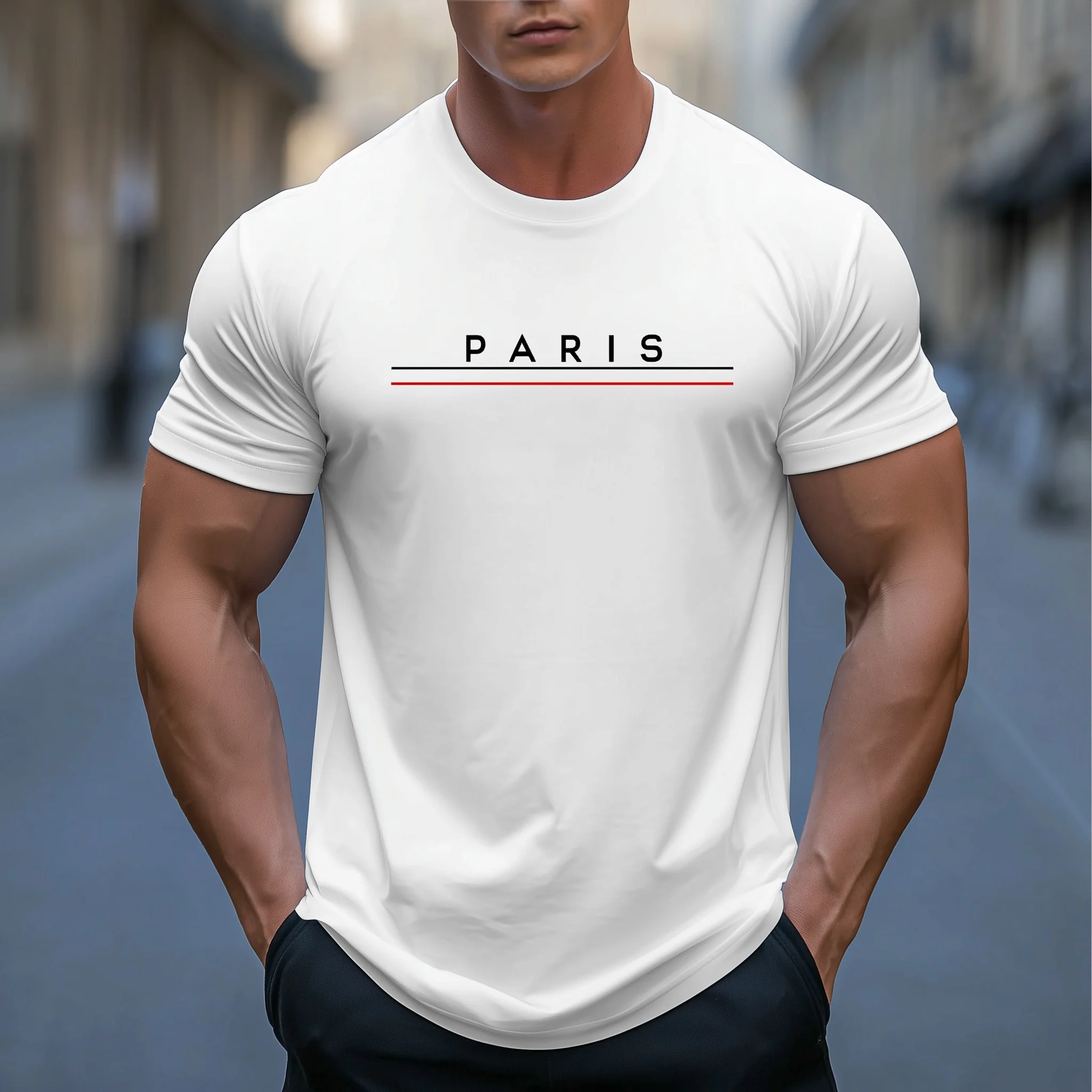 

Teevo Men's Casual T-Shirt Paris Text Print Streetwear Daily Wear