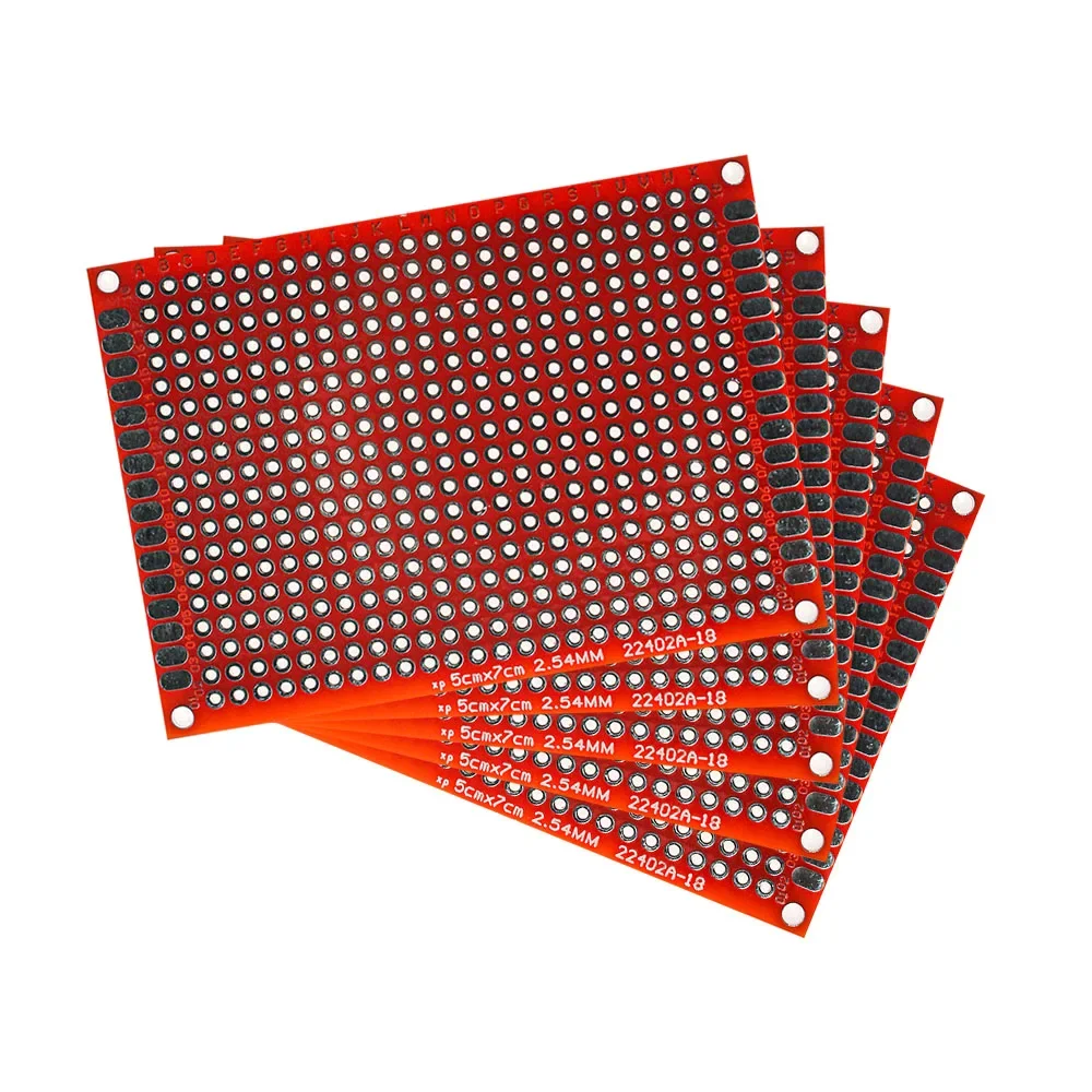 5pcs Electronic Double Sided PCB Board Red 2x8 3x7 4x6 5x7 7x9cm Diy Universal Printed Circuit Board for Arduino Copper Board