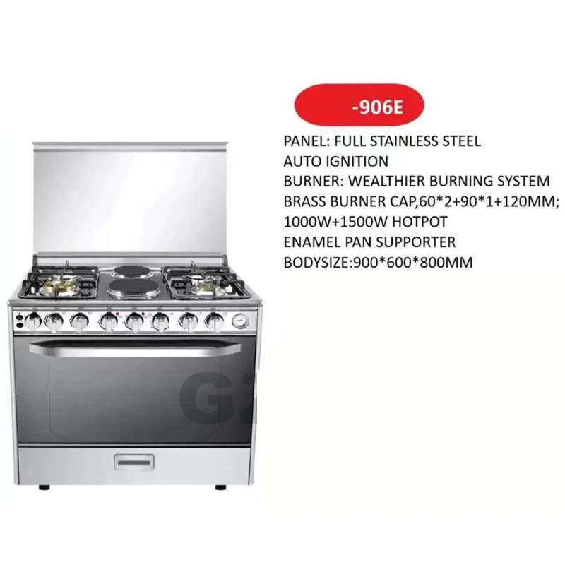 4 Gas 2 Ceramic Freestanding Integrated Gas Electric Cooker with Oven Stainless Steel Range Stove for Home Kitchen （customized）