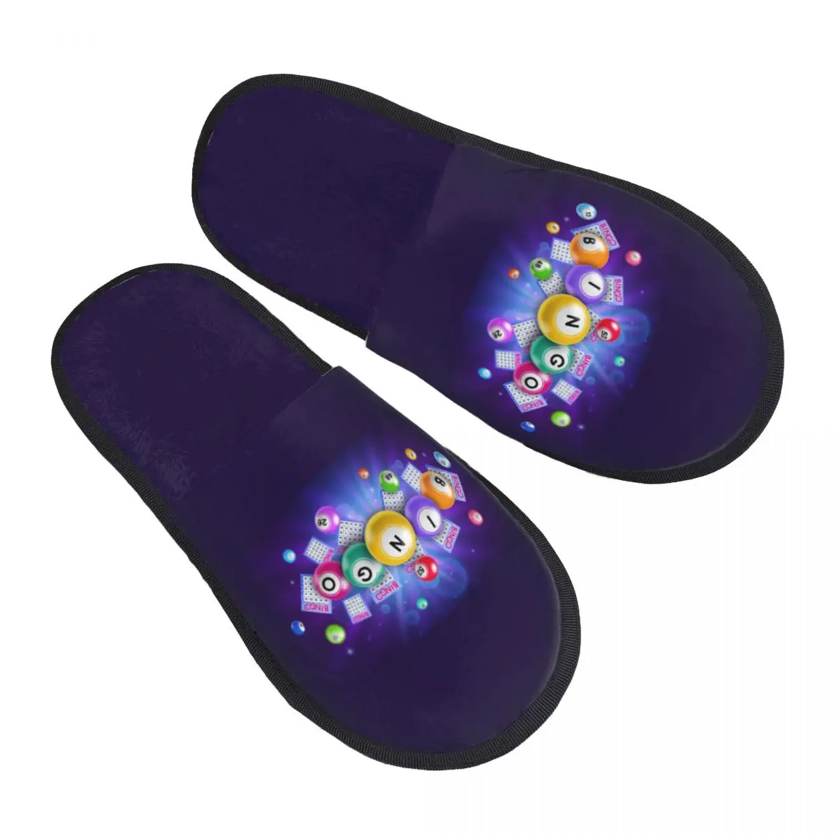 Custom Hot Game Bingo Cozy Scuff With Memory Foam Slippers Women Hotel House Shoes