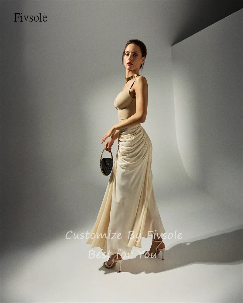 Fivsole glamourosa querida pescoço sereia vestidos de baile mangas compridas plissado vestido de festa até o chão vestido de noite personalizado
