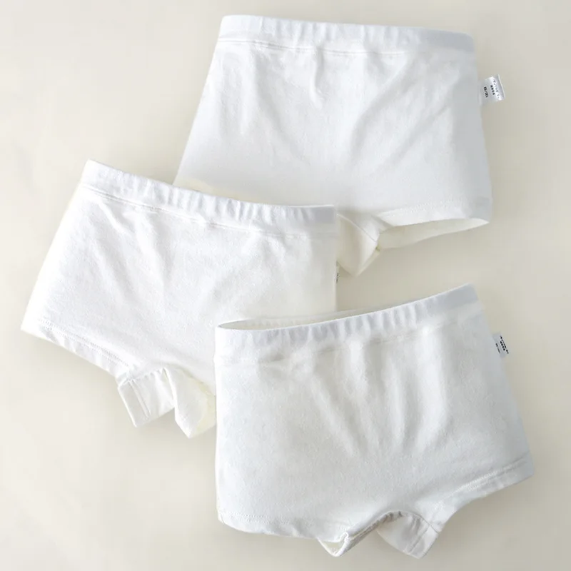 New Kids Underwear for Girls Cotton Boxers Fashion Children\'s Solid Color Dance Underpants Toddler Baby White Panties 3Pcs/lot